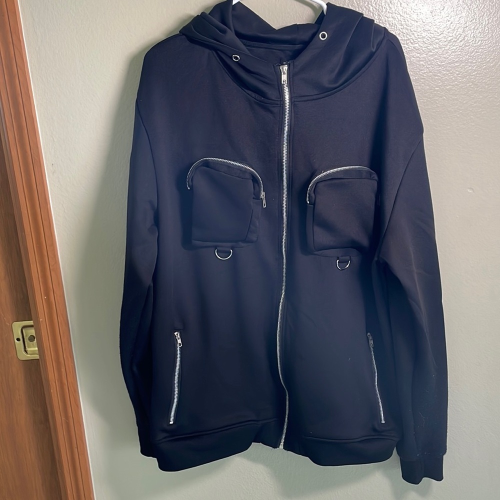 GOTH cyber punk Y2k grunge Hoodie Zip Up Streetwear 2XL
